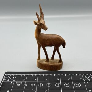 Vtg Genuine Hand Carved in Kenya Wood Gazell Antelope Figurine 6" T Teak Travel